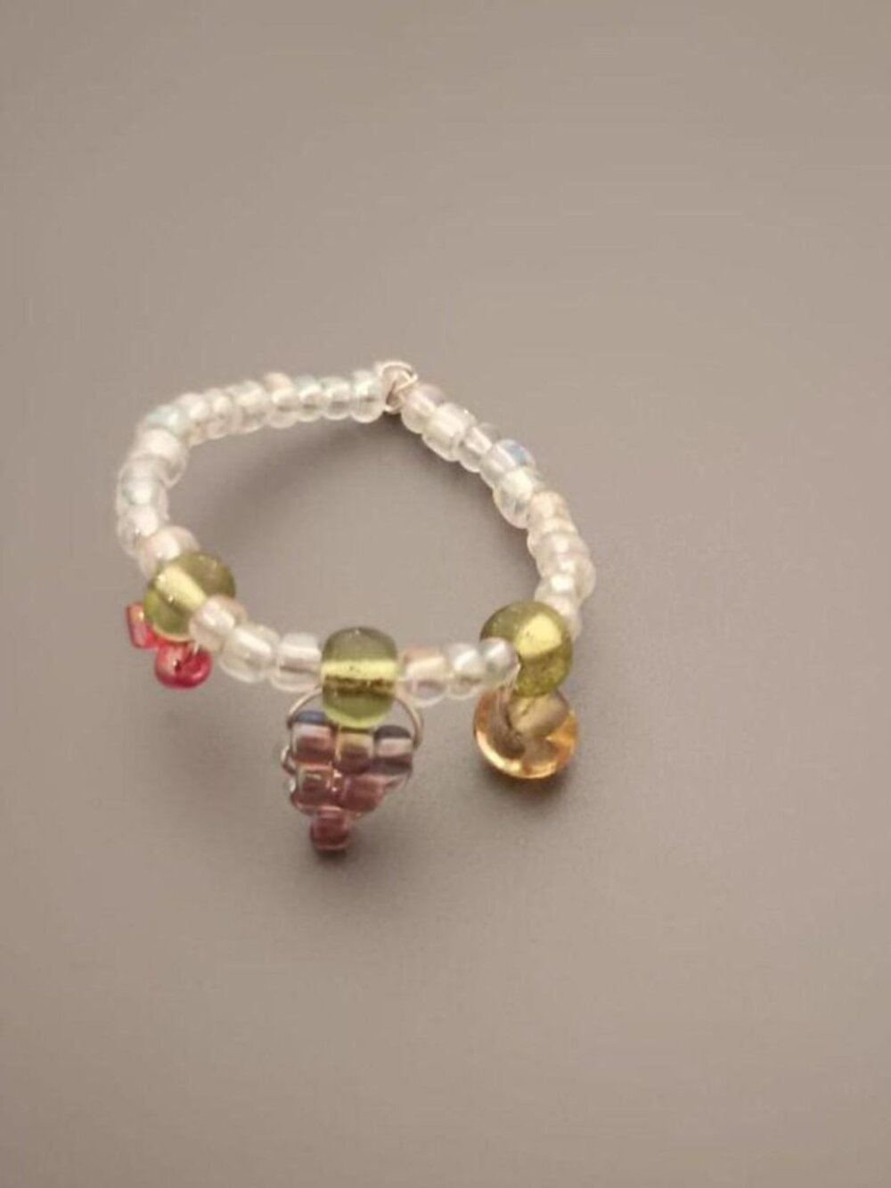 Fruits Ring Beaded Original Handmade Size 7/7.5 Red Purple Orange Kawaii Y2K